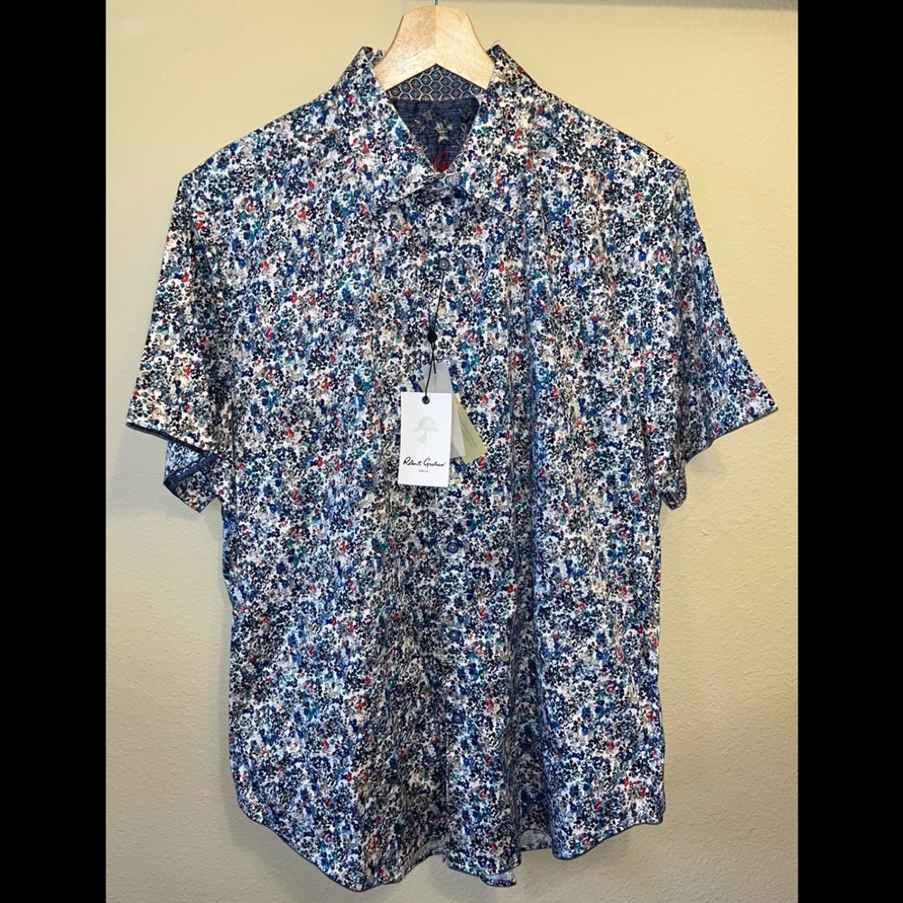 Robert Graham Men's “Totally Warren” SS Shirt Sz Large Classic Fit NWT Brand New